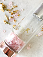 Load image into Gallery viewer, Rose Quartz Gemstone Glass Bottle with Tea Infuser