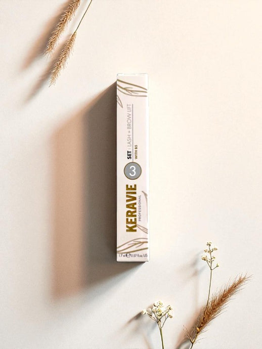 Keravie product box on a light background with dried plants